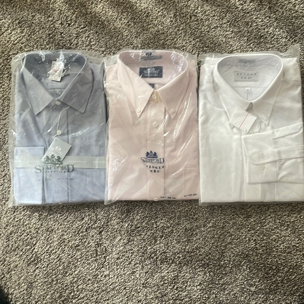 Botany white Size 16 34/35 Stanford (Pink)16 36, Stafford Executive (Blue) 16 35